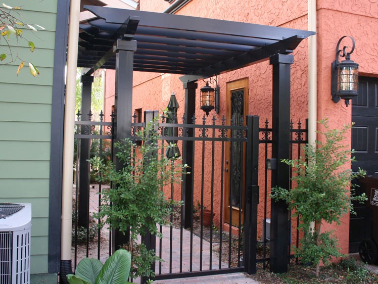 Aluminum Pergolas Black Color Design Beside the Orange House 2