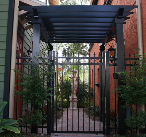 Aluminum Pergolas Black Color Design Beside the Orange House 3